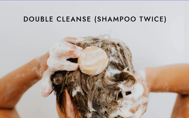 scalp care routine for hair loss - double cleansing shampoo technique