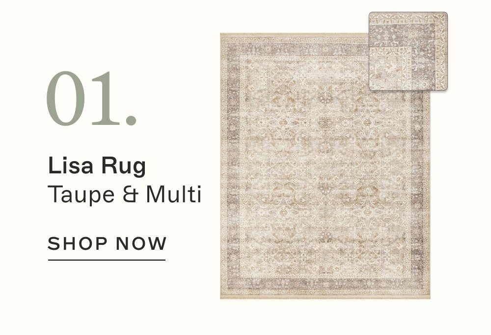 01. Lisa Rug Taupe & Multi SHOP NOW