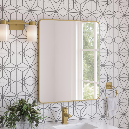 Image of Fresca Reece 30" x 36" Rectangle Mirror in Brushed Harvest Gold