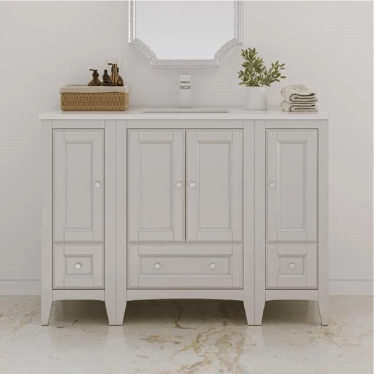 Fresca Fresca Oxford 48” Antique White Traditional Bathroom Vanity with Countertop, Sink and Mirror