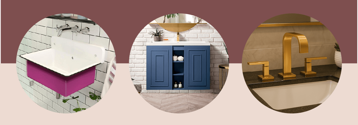 Colorful bathroom vanities and fixtures
