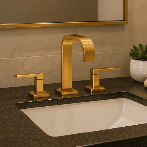 Image of California Faucets Terra Mar 8" Double Handle Widespread Bathroom Sink Faucet