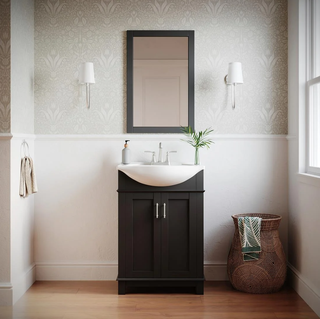 Fresca Hartford 24" Freestanding Transitional Bathroom Vanity in Black