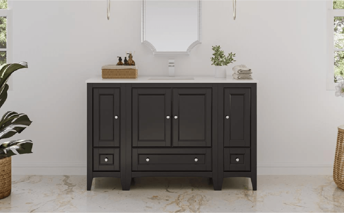 Fresca Oxford 54” Espresso Traditional Bathroom Vanity with Countertop and Sink