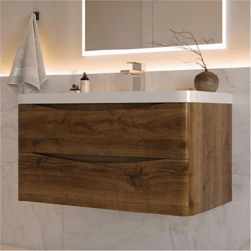 Fresca Tuscany 36" Rosewood Floating Modern Bathroom Vanity with Integrated Sink and Medicine Cabinet