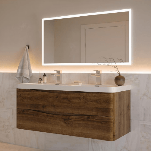 Image of Fresca Tuscany 48" Rosewood Floating Modern Bathroom Vanity with Double Integrated Sink