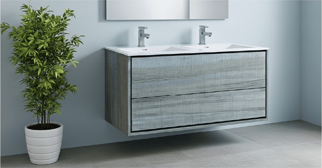 Image of Fresca Catania 48" Wall Hung Modern Bathroom Cabinet with Integrated Double Sink