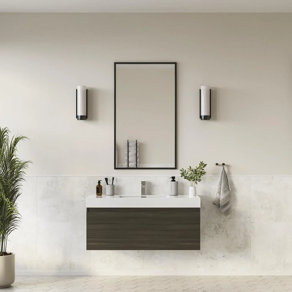 Fresca Mezzo 48" Gray Oak Modern Bathroom Vanity with Integrated Sink