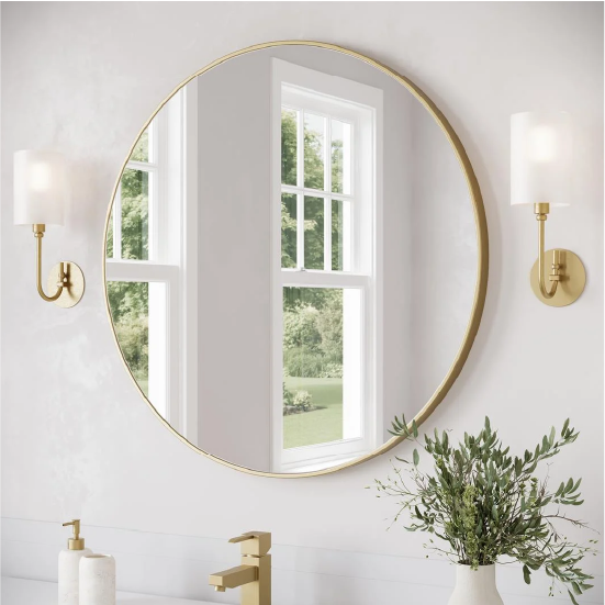 Image of Fresca Olena 36" Round Mirror in Brushed Harvest Gold