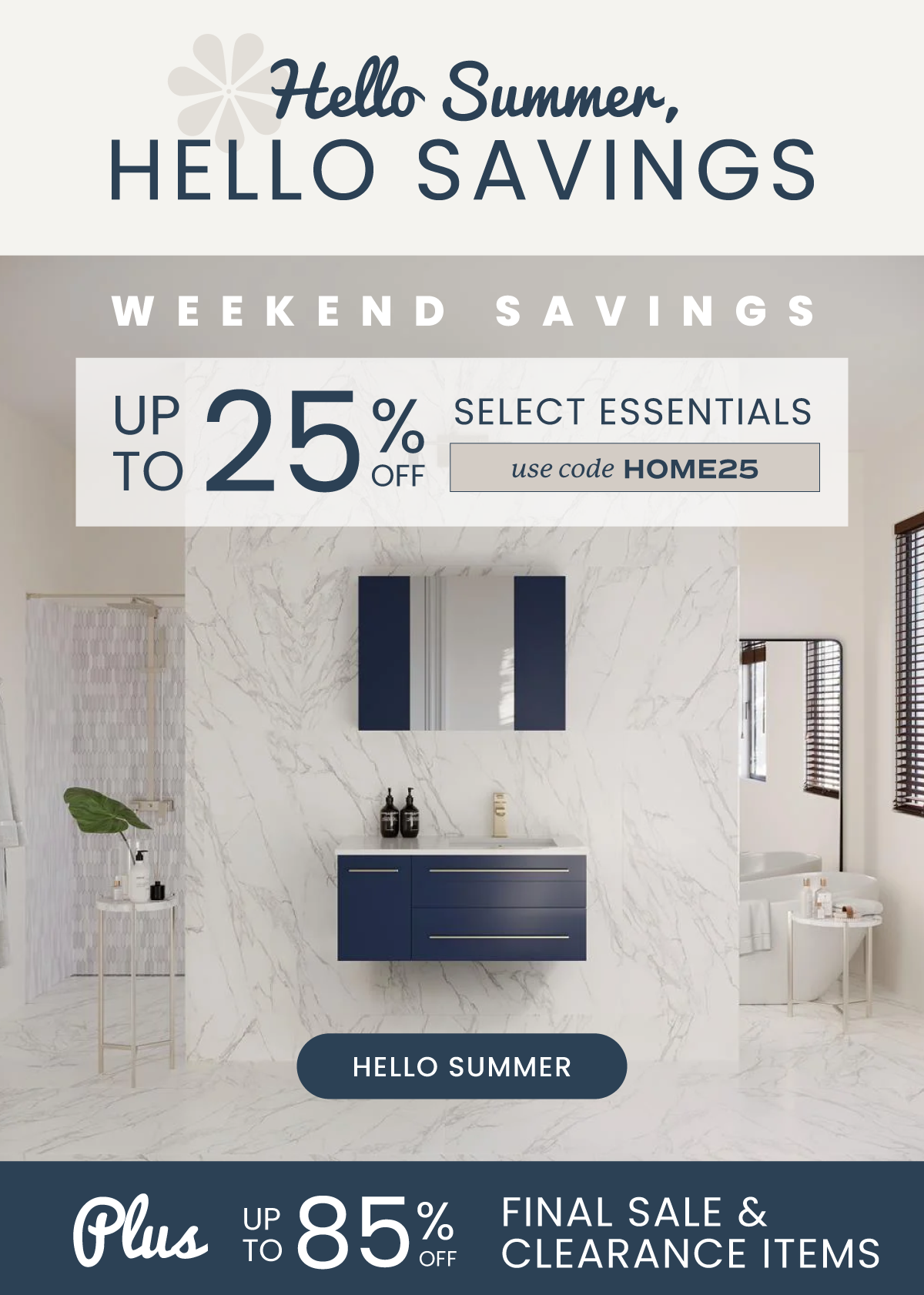 Hello Summer, Hello Savings: up to 25% Off with code HOME20 + up to 85% off clearance