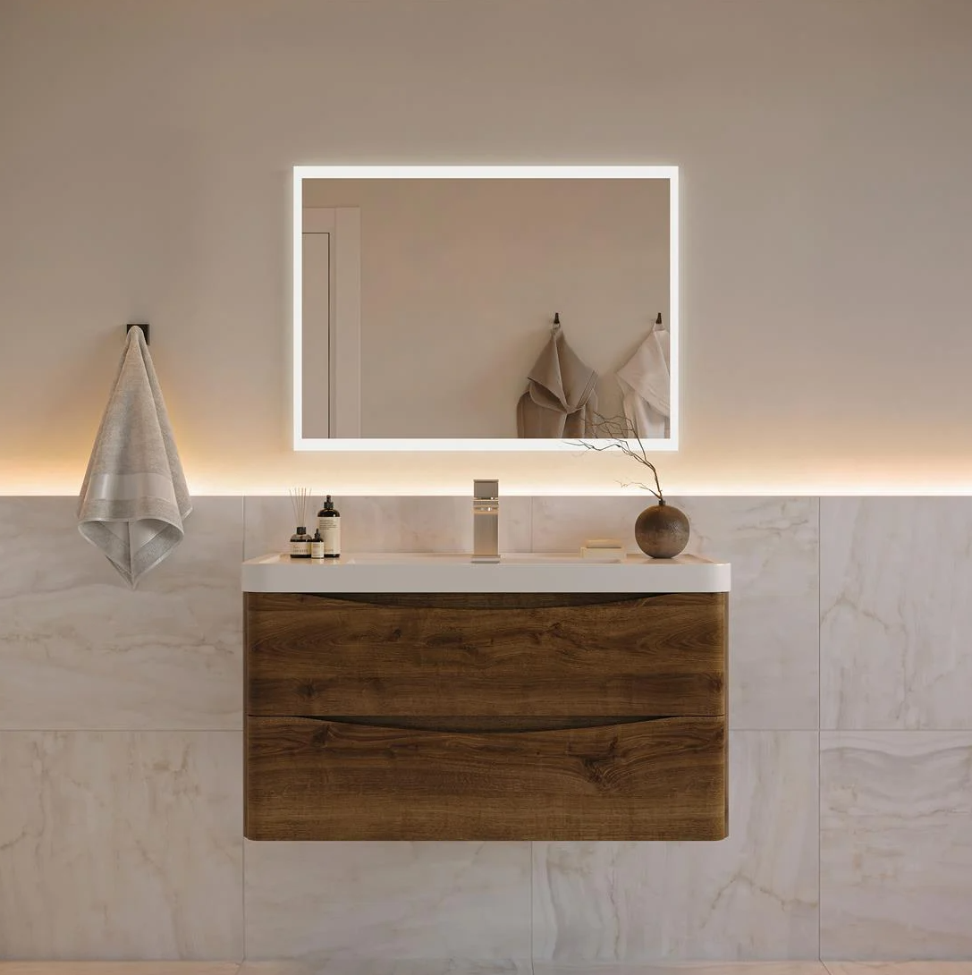 Fresca Tuscany 36" Rosewood Wall Hung Modern Bathroom Cabinet with Integrated Sink