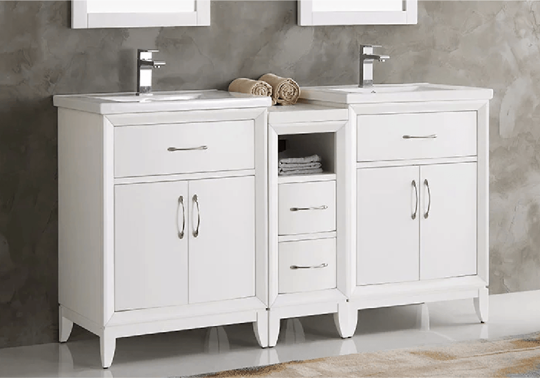 Image of Fresca Cambridge 60" White Traditional Bathroom Vanity with Double Sink