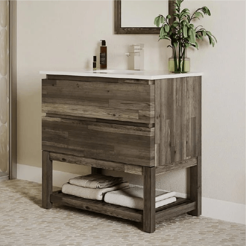 Fresca Formosa 36" Floating Modern Bathroom Vanity with Mirror in Acacia