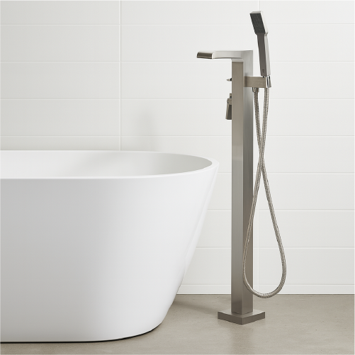 Image of Artos Kascade 35 1/4" Floor Mounted Tub Filler with Handshower
