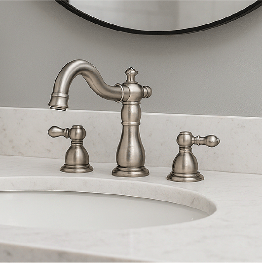 Barclay Aldora 6" Three Hole Widespread Bathroom Sink Faucet with Porcelain Lever Handle