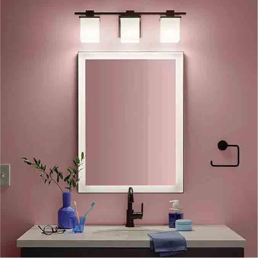 Image of Kichler Lighting Tully 3 Light 24" Incandescent Vanity Light with Satin Etched Cased Opal Glass