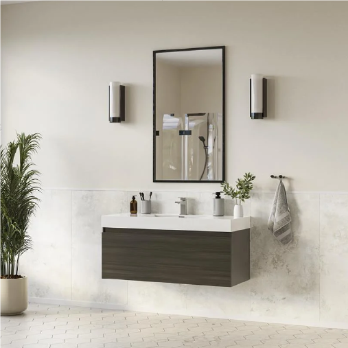 Fresca Mezzo 48" Gray Oak Modern Bathroom Vanity with Integrated Sink