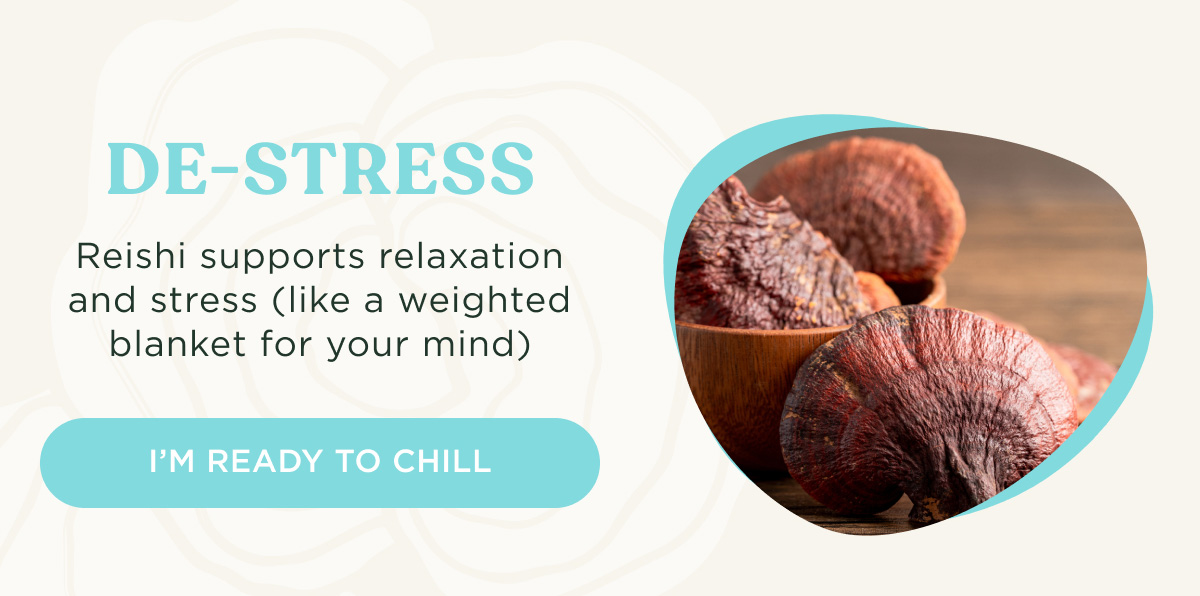 DE-STRESS - Reishi supports relaxation and stress (like a weighted blanket for your mind) - I'M READY TO CHILL