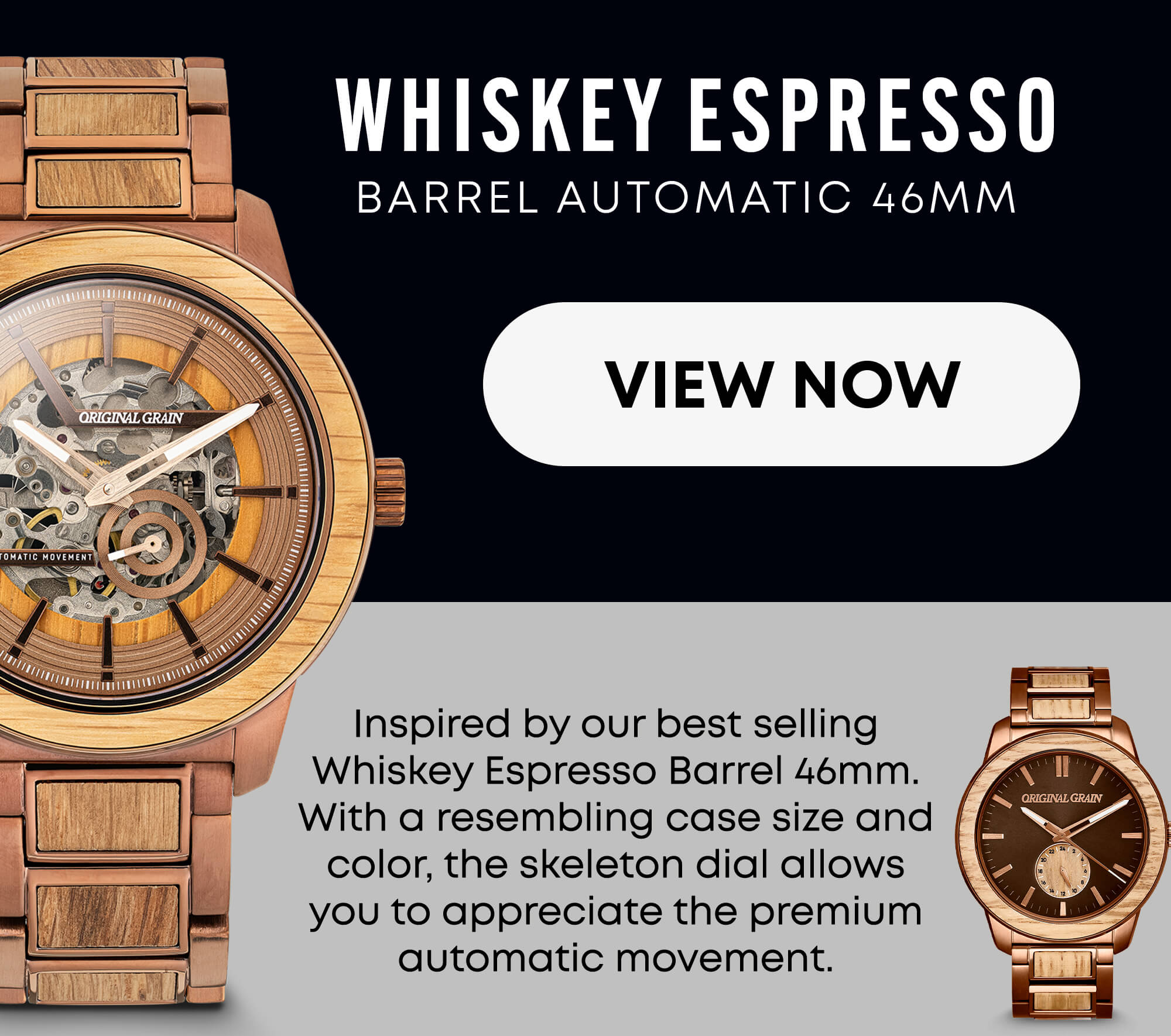 The Whiskey Espresso Barrel Automatic 46mm- SHOP NOW