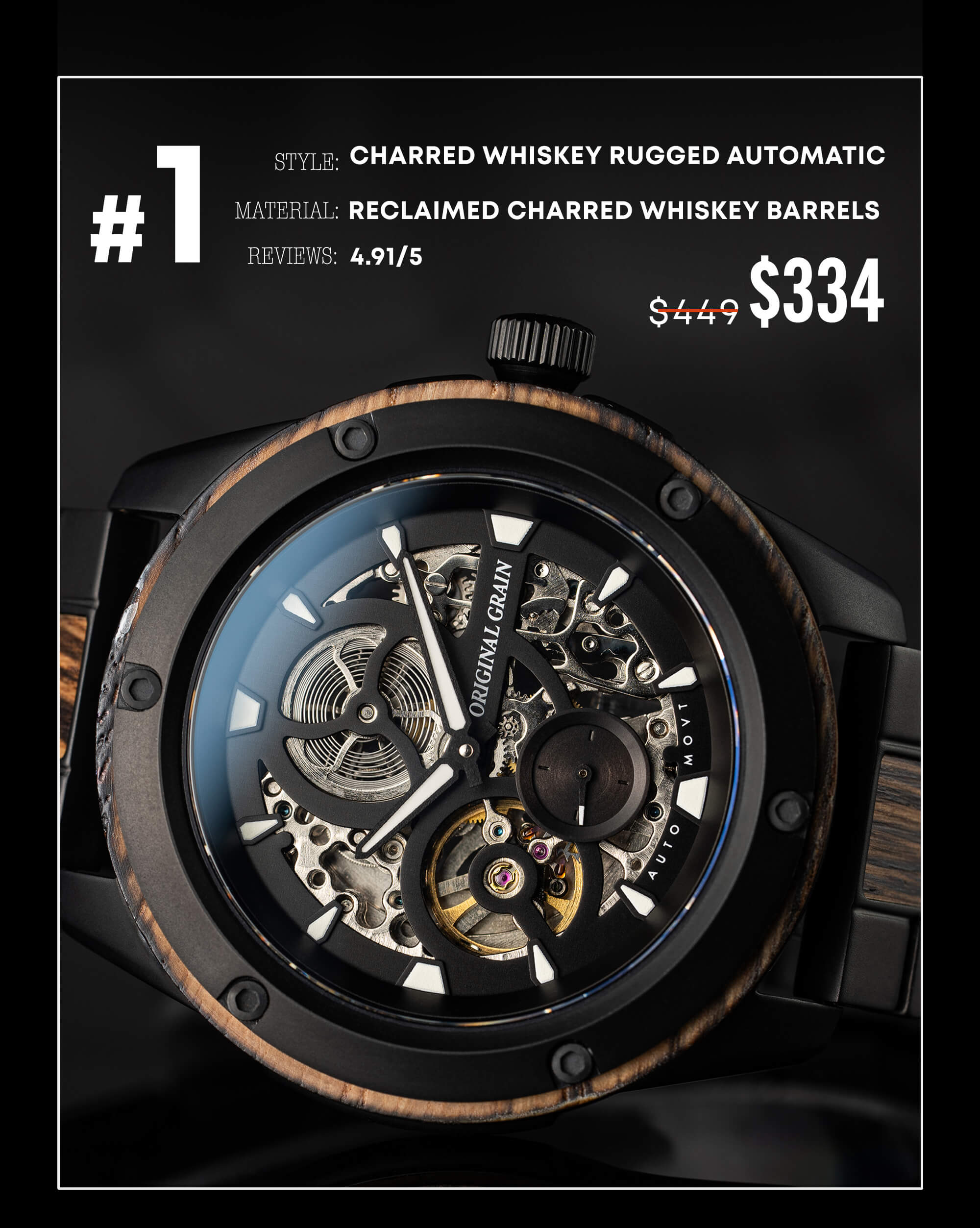 Charred Whiskey Black Rugged Automatic 