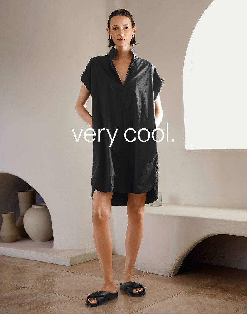 very cool. 100% Cotton Poplin. shop our new dress now.
