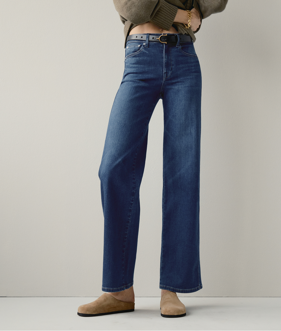 The Dynamo jean: A waist-snatching high-rise jean with a perfect 1970s wide leg. 
