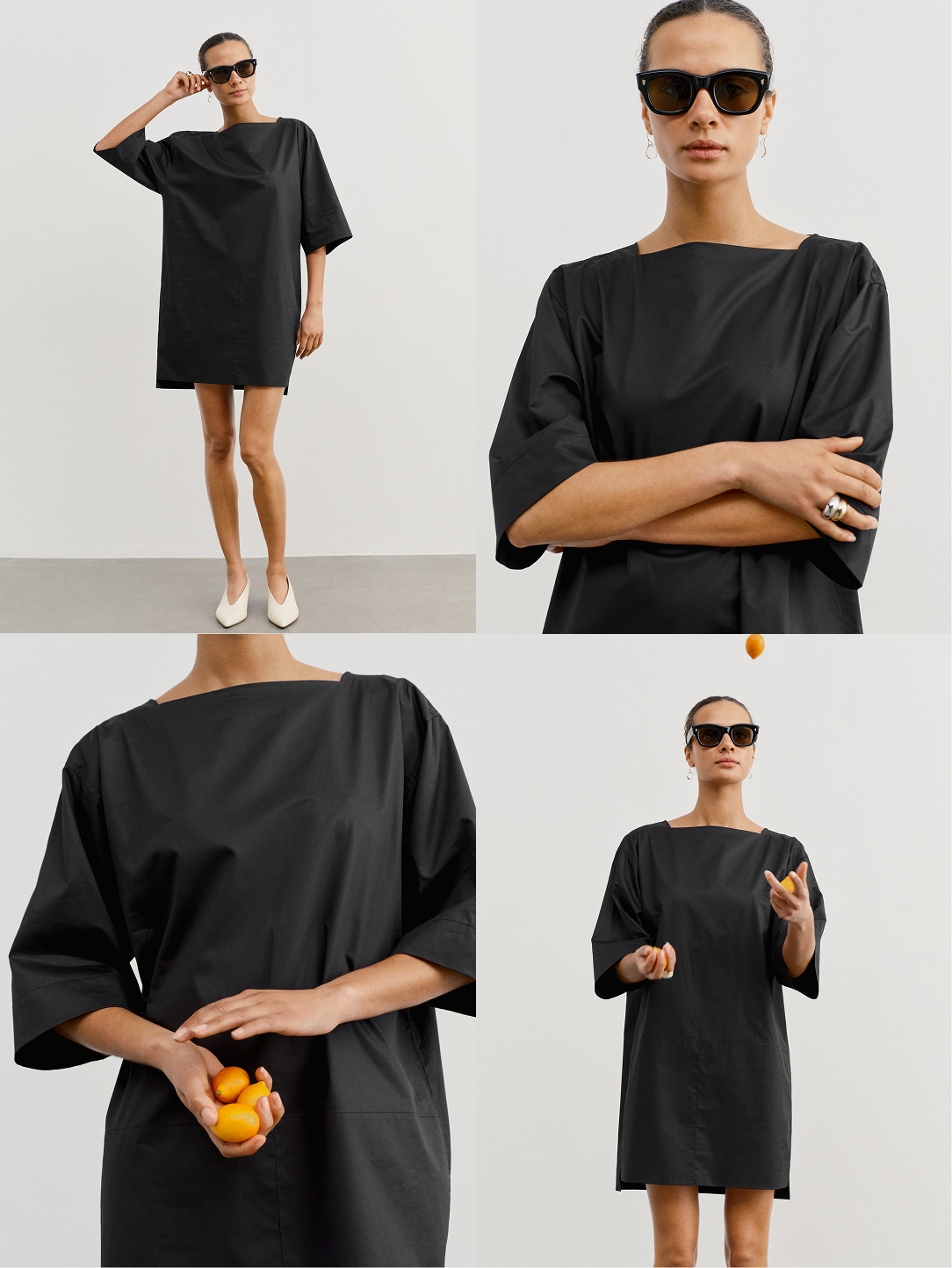 Shown in Black. Crisp cotton poplin. Looks starched, feels soft.
