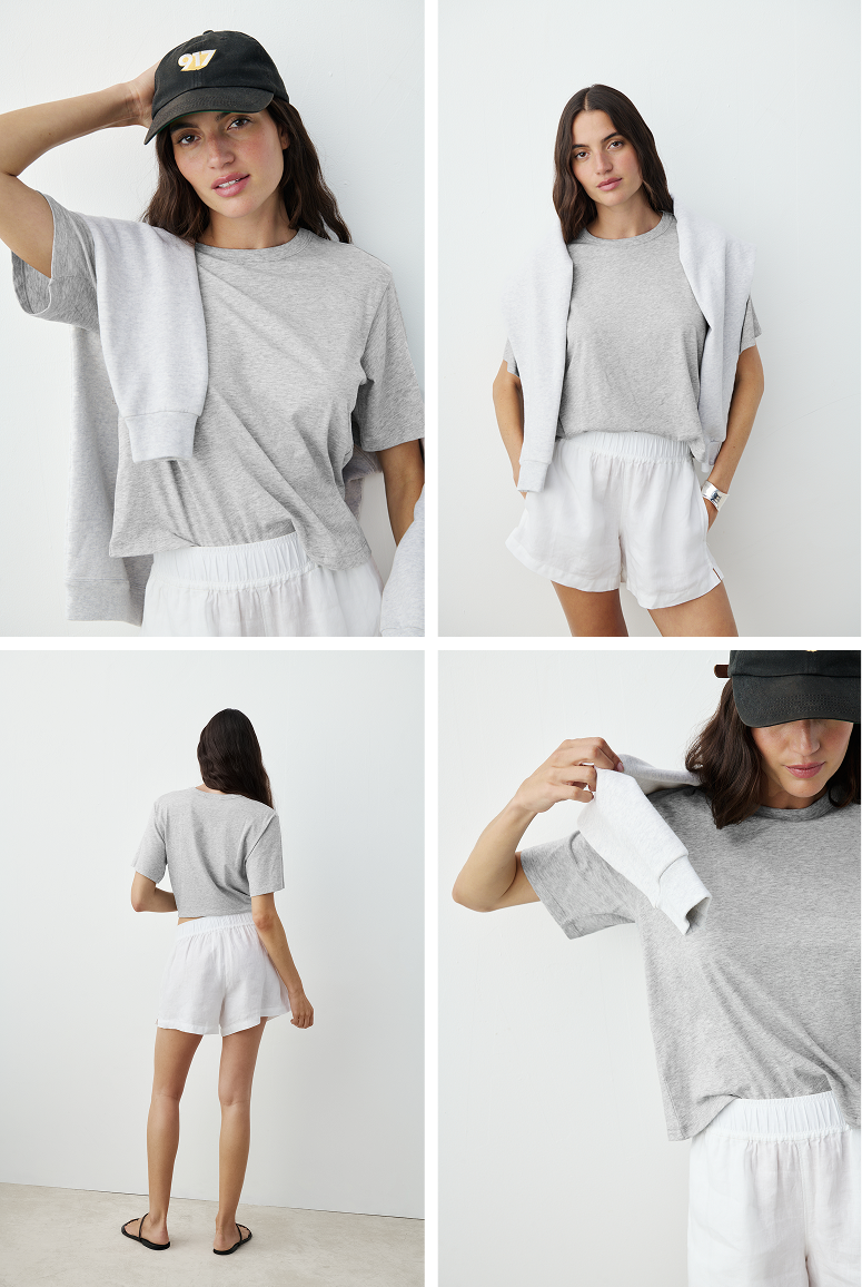 An absolute necessity. Slip-on shorts in fancy-pants fabric. 