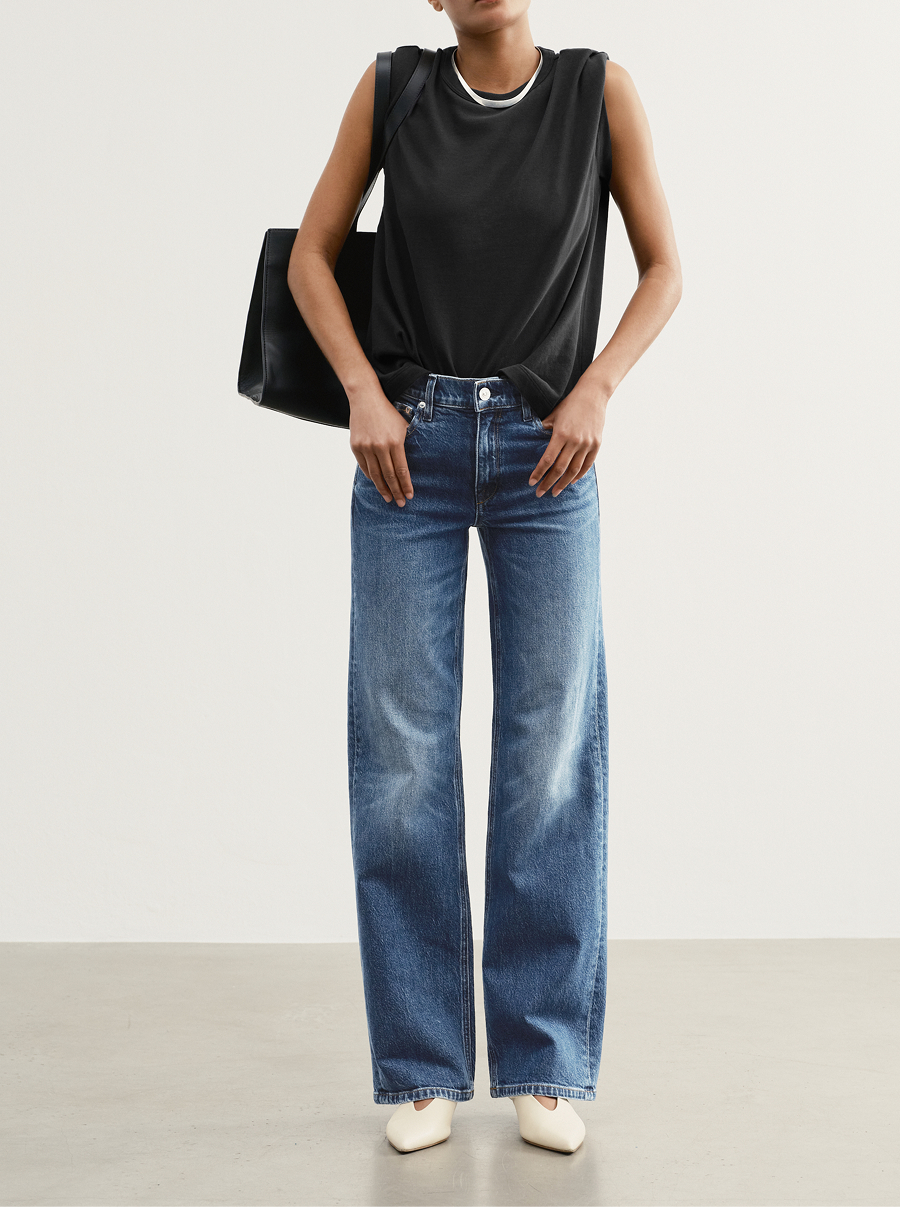 Shown in Stoked. Fitted through the waist and hip, with a flattering loose straight leg. 