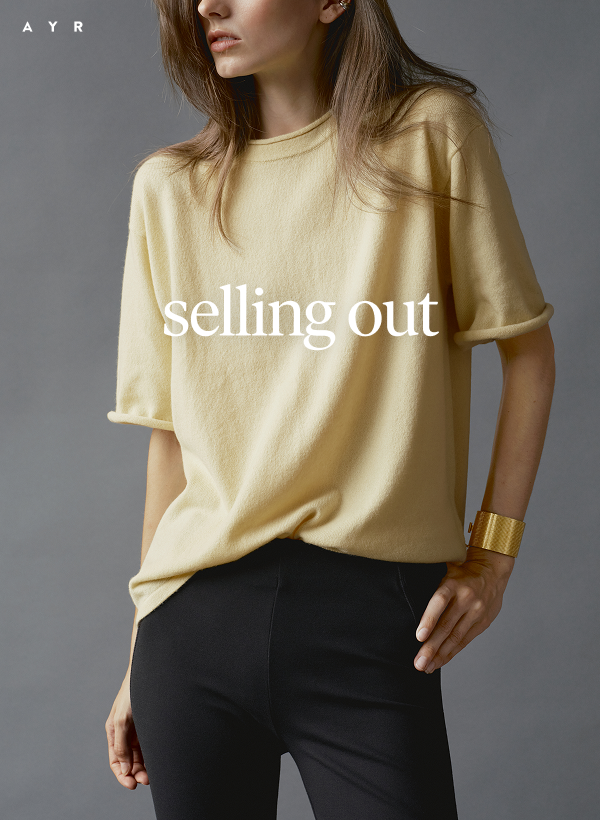 selling out. the oversize kiss cashmere tee in husk.