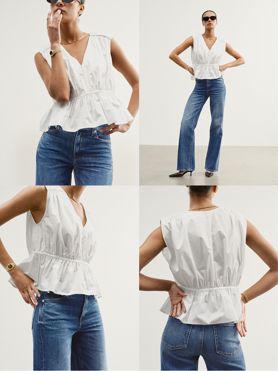  With a slightly dropped waist and intentional irregularties that add just the right amount of edge.