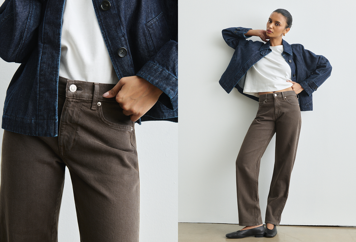 nipped-in waist, flattering bowed leg, slight break on the foot.