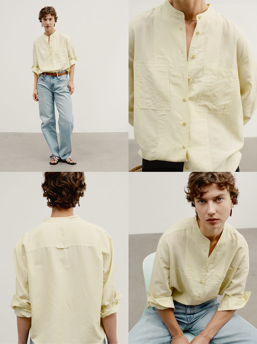 An effortless, elegant button-up top cut from our signature Floatie Silk™. 