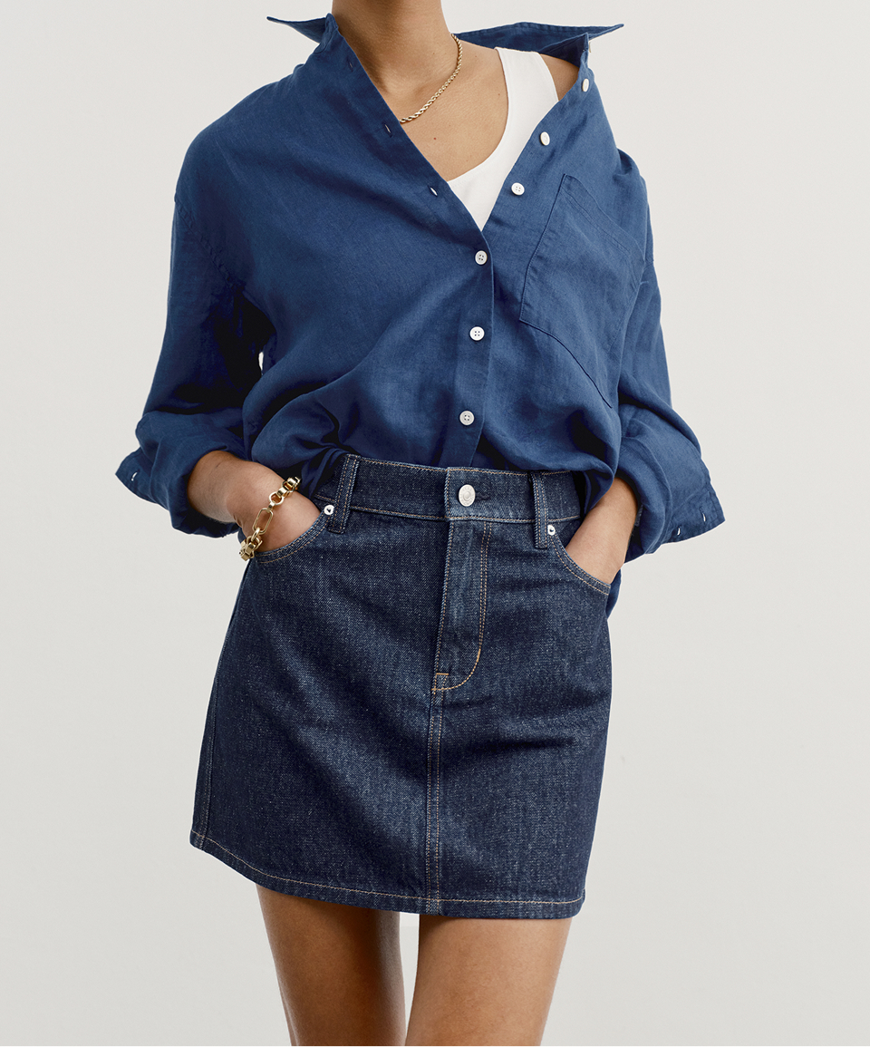 The Tap skirt. A classic 5 pocket denim mini skirt (!!!)