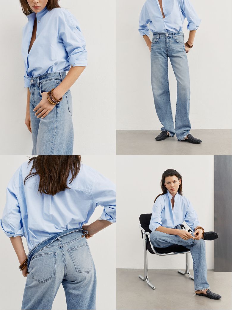 Sits low on the hips, cute bum, with intentional ease through the rise.