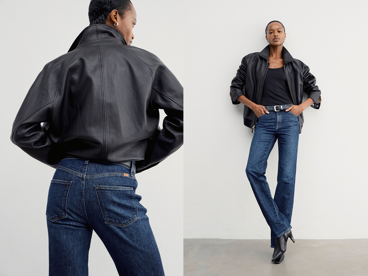 Shown in Skyscraper. Moderate straight-leg with a waist-snatching high rise. 