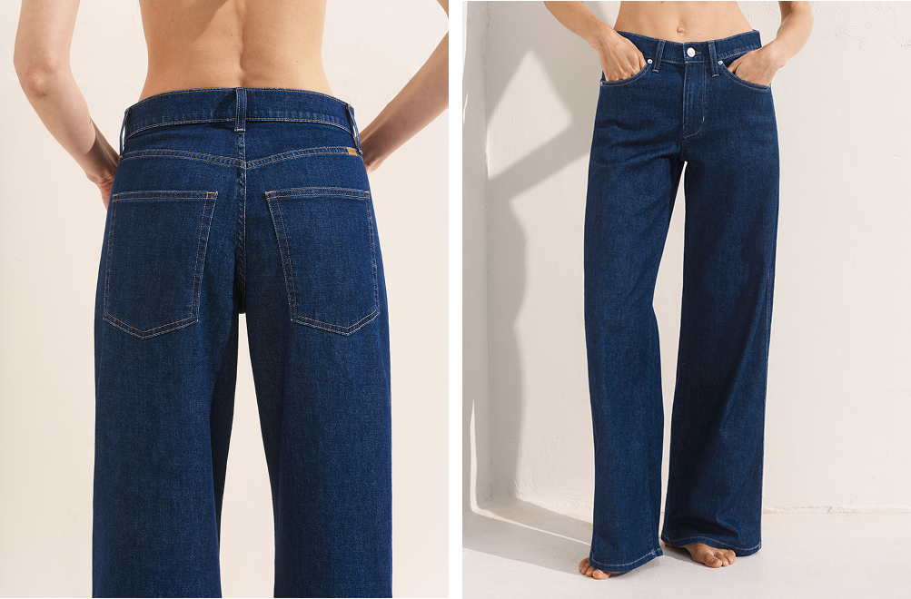 Wide leg wonders in a premium cotton-stretch denim with a flattering, fitted waist, oversized pockets, and a sophisticated wash.