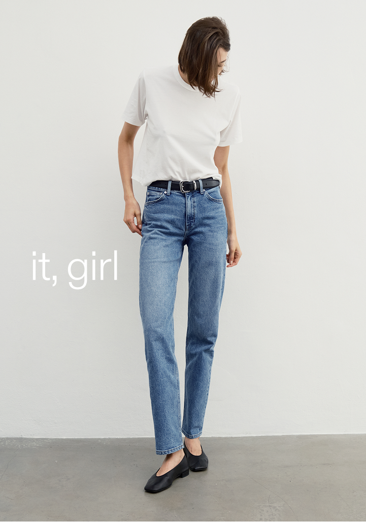 it, girl. mid-to-high rise with a fitted waist and a scooped-up backside.