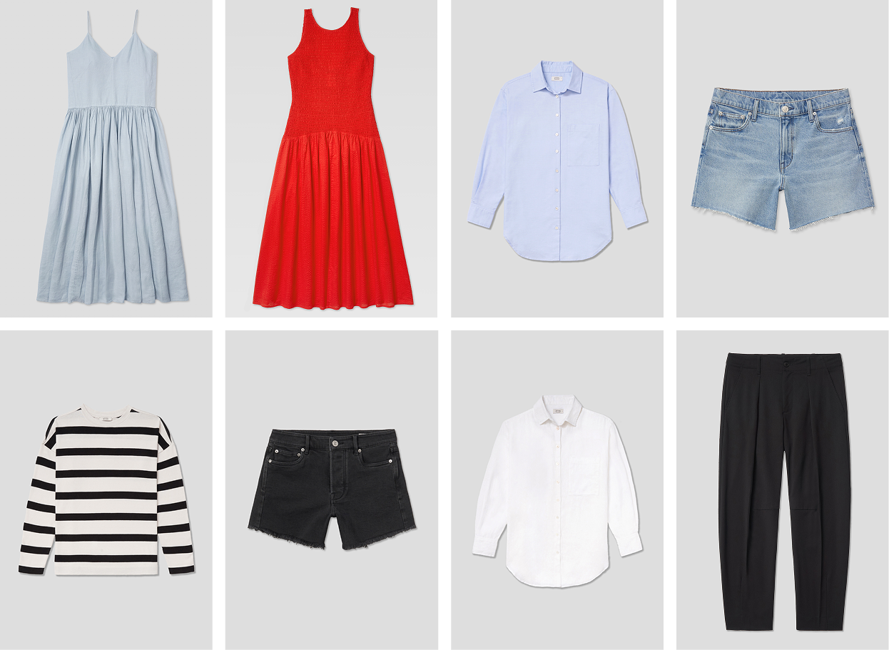 cotton oxford shirts, 100% cotton dresses, made in L.A. denim shorts...