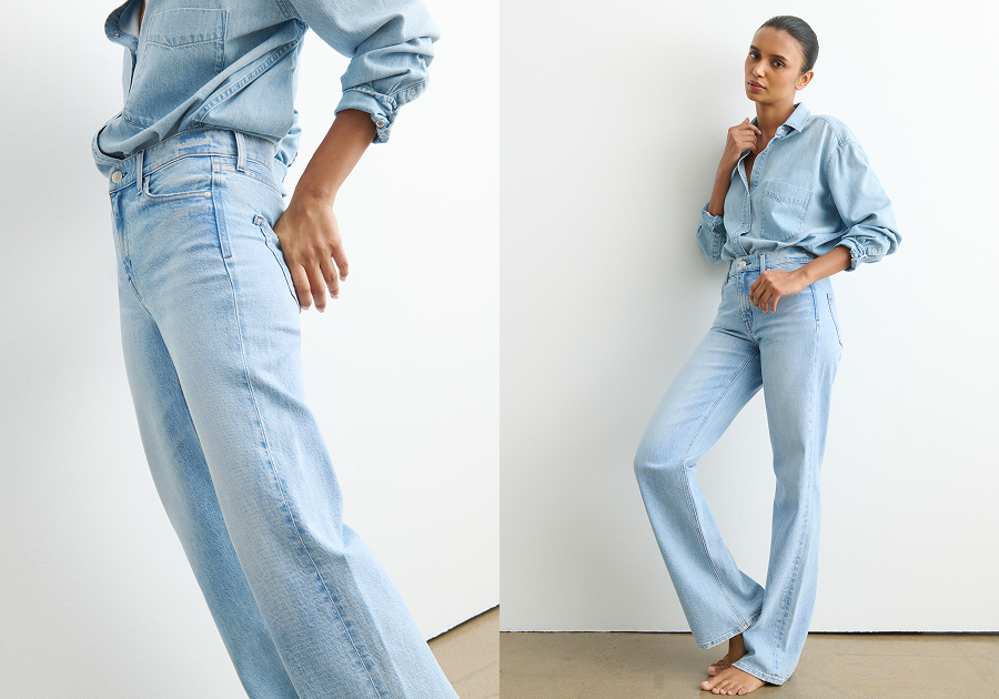 Fitted through the waist and hip, with a flattering loose straight leg. 