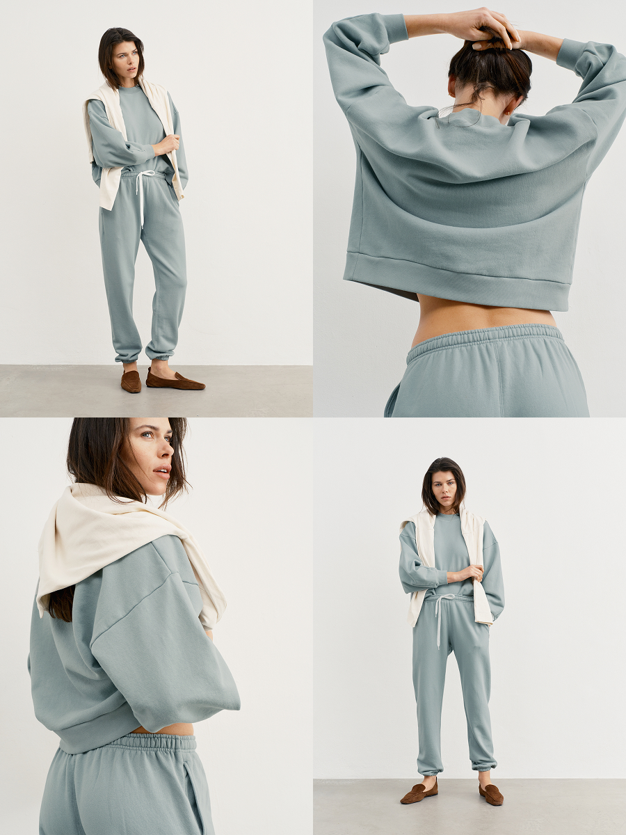 Cut from our signature premium French terry: a soft, cozy, everyday luxury. 