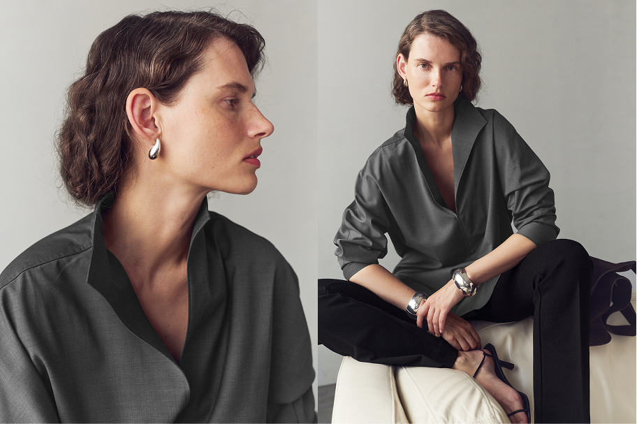 Cut from an iridescent 100% superfine merino wool made in Italy.