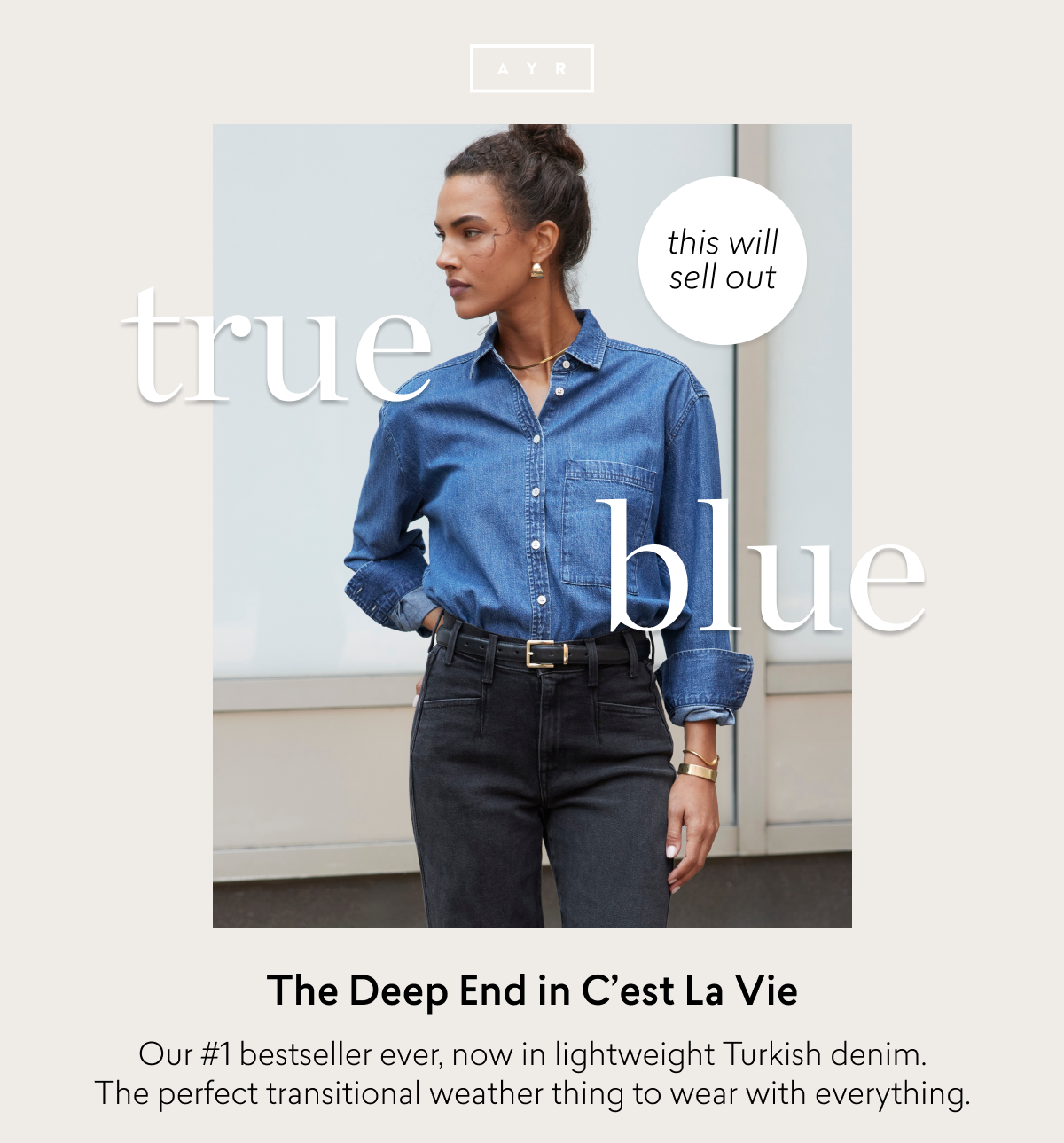 our #1 bestseller, now in denim