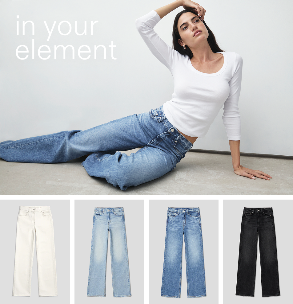 in your element. the secret sauce jean, in creme soda, hero baby, good mood, and date night.