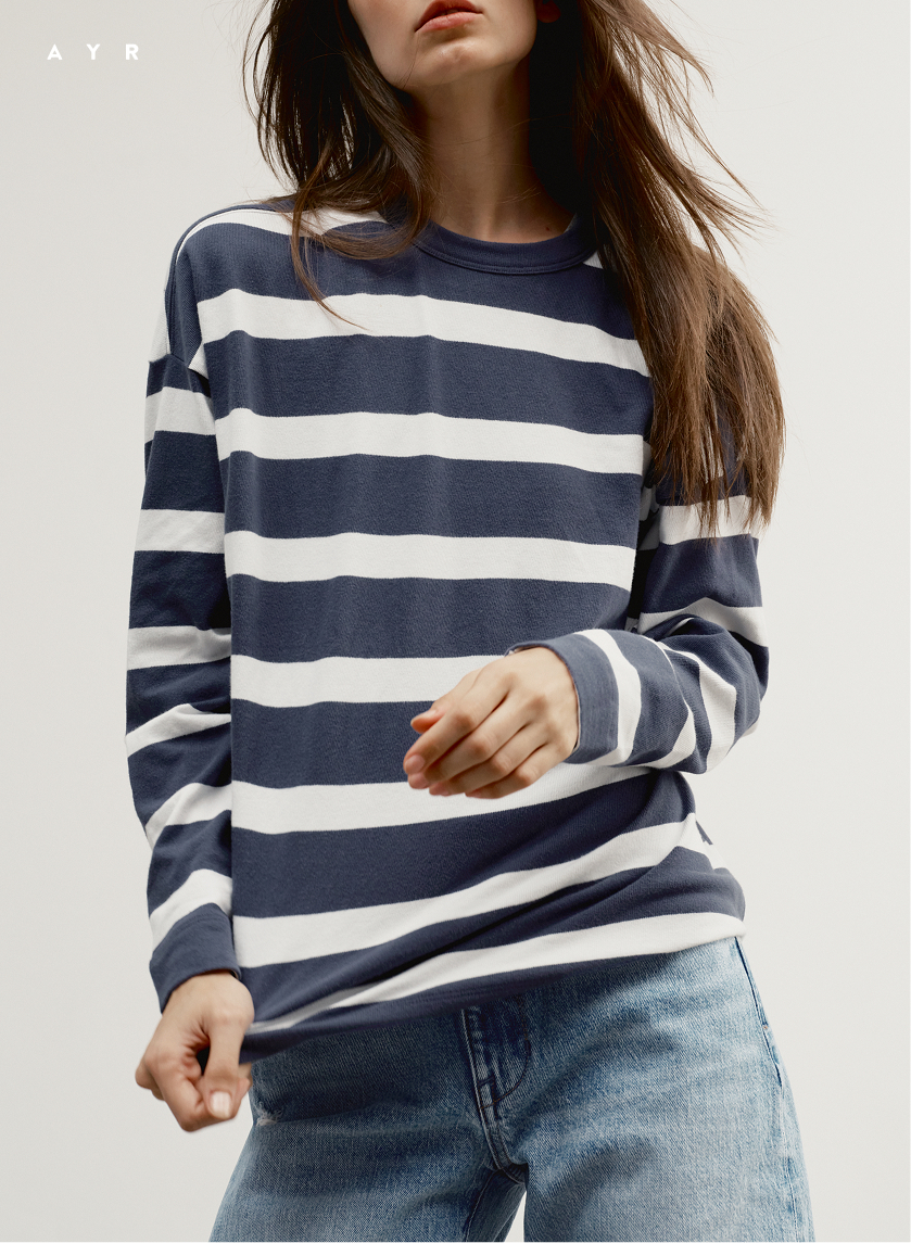 The Early Mornings Tee in Baltic. Heavier than a tee, lighter than a sweatshirt.