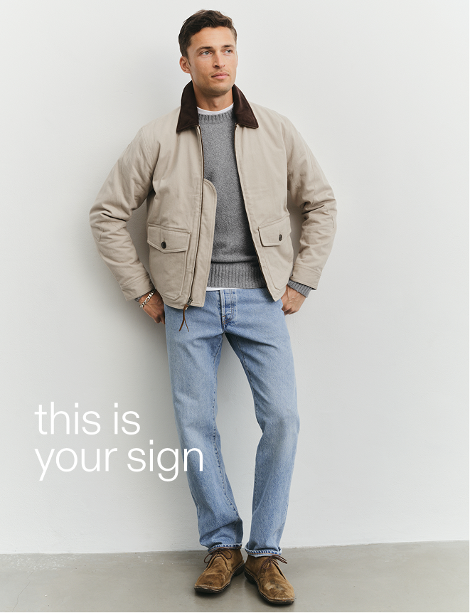 this is your sign. 20% off menswear. shop now.
