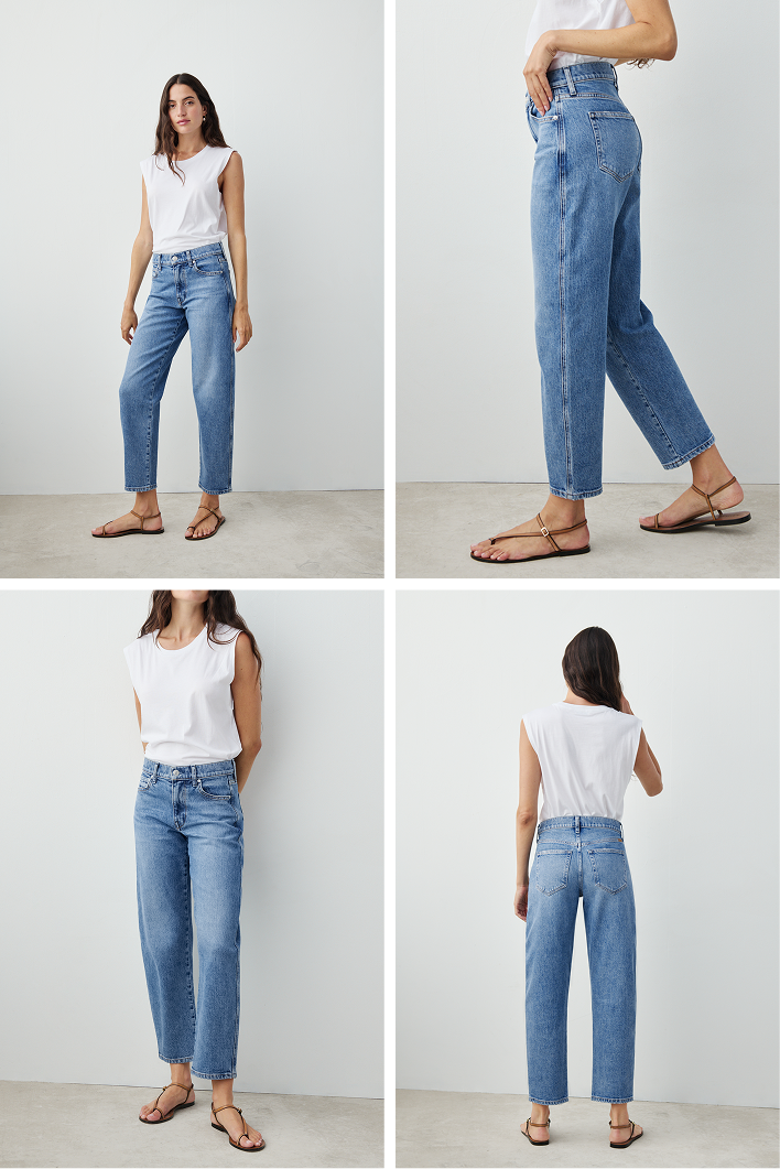 You will live in this pair. Anchors at the waist, then bows out into a laidback barrel leg.