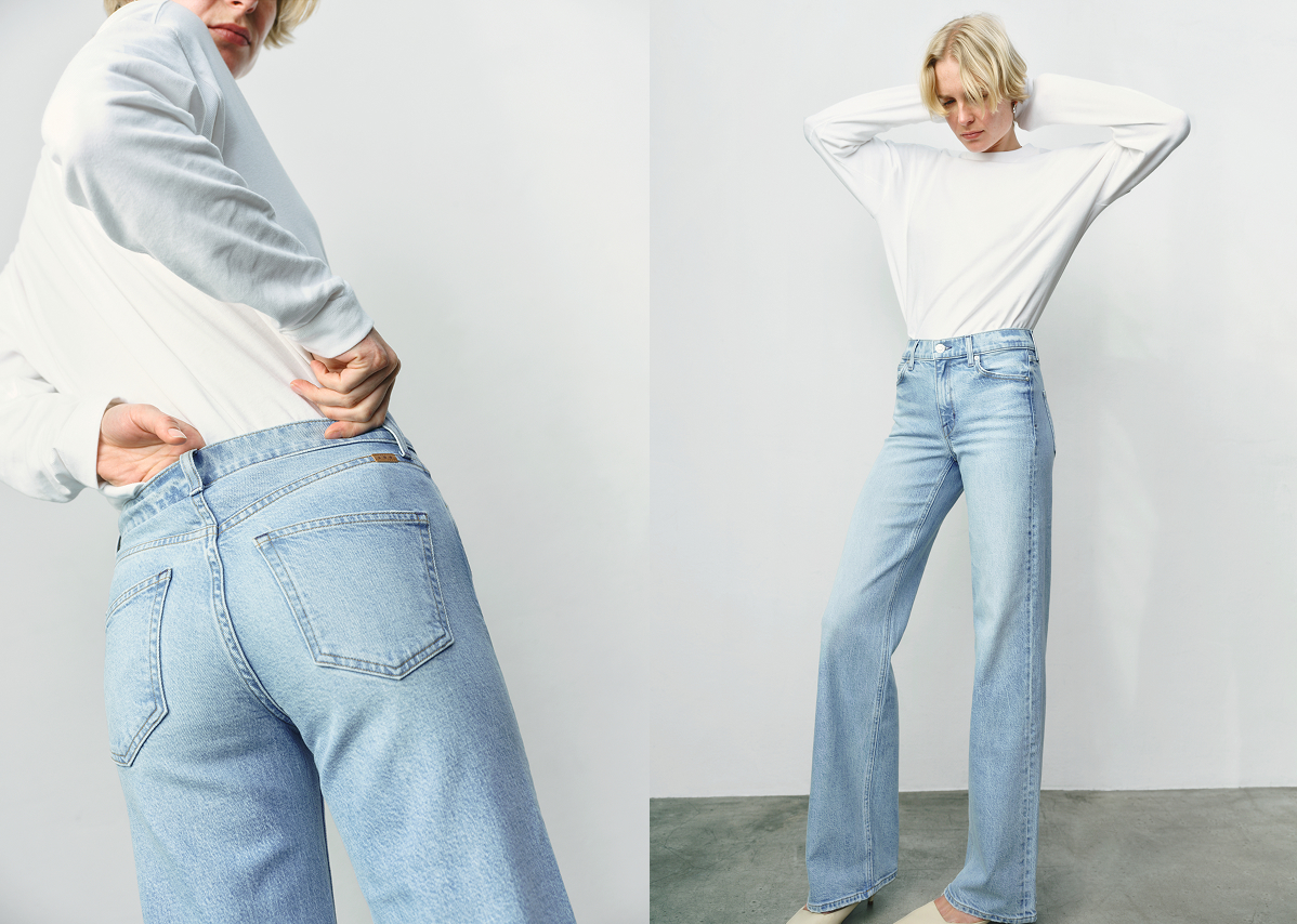 A cloudy, powdery blue wash with leg lengthening vintage inspired creasing.