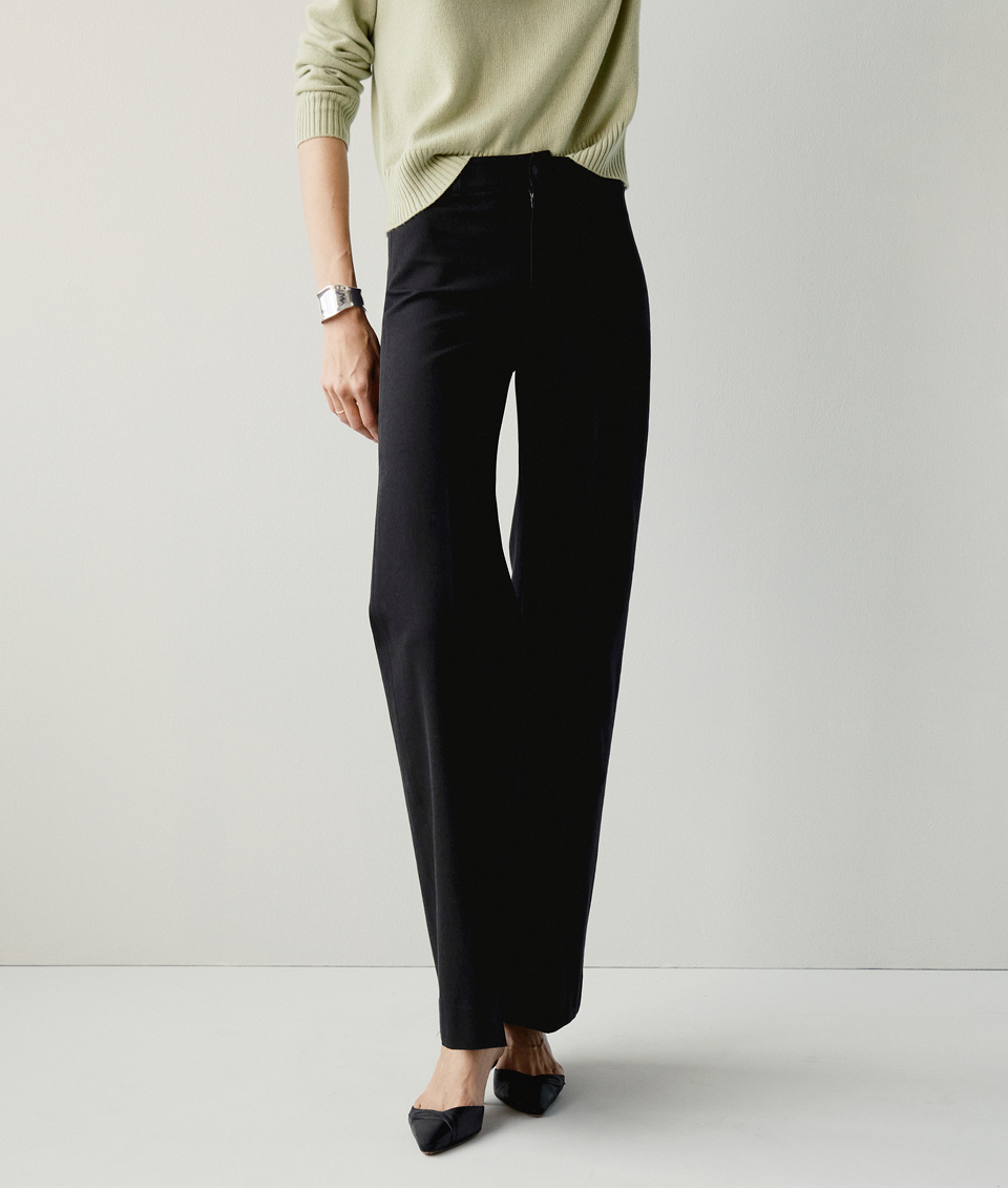 Premium cotton stretch flared black pants. 