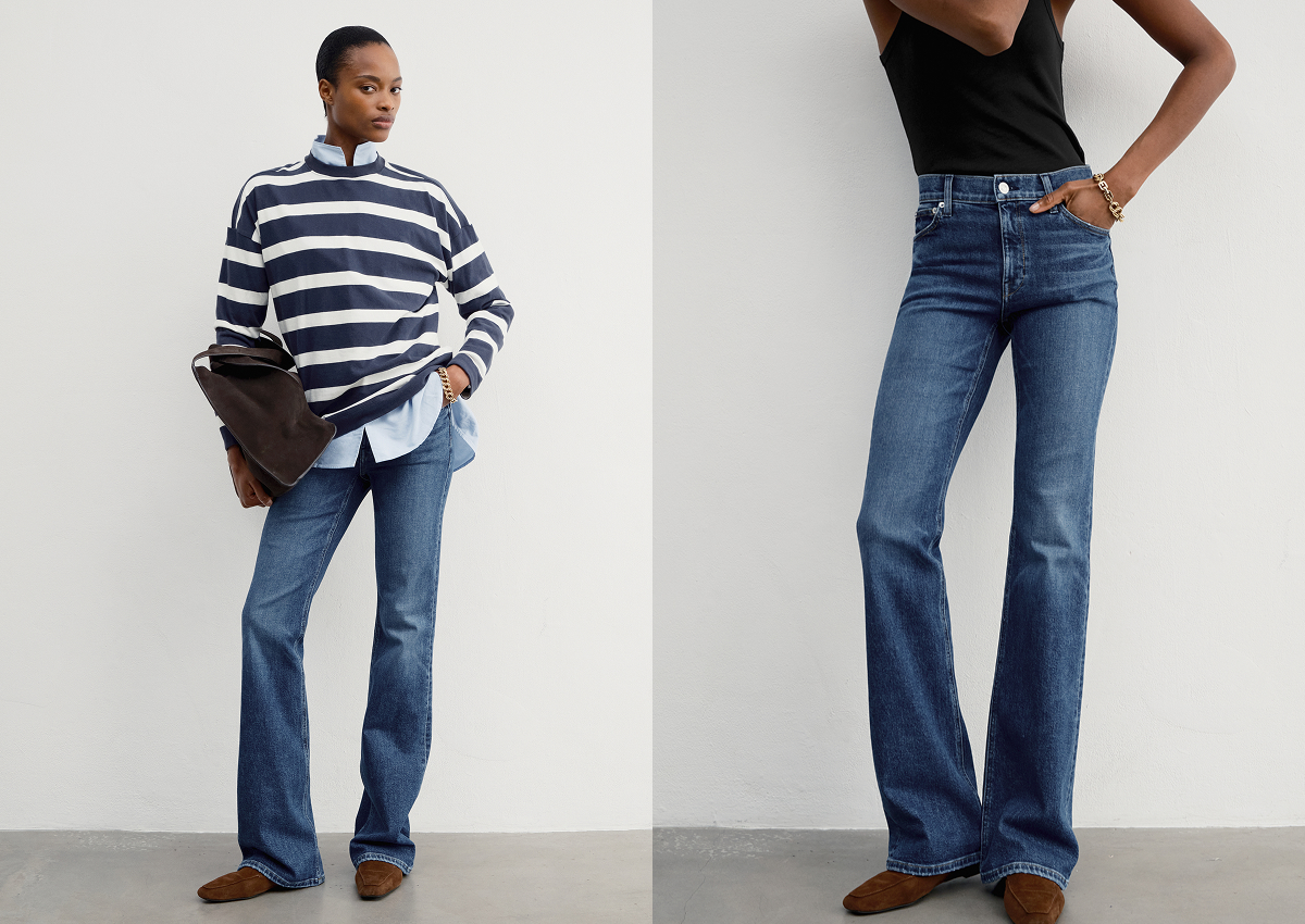 Shown in Sophomore. A modern flare-leg jean.
